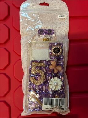 Source Unknown Purple Crystal Embellished Phone Case with Gold Accents